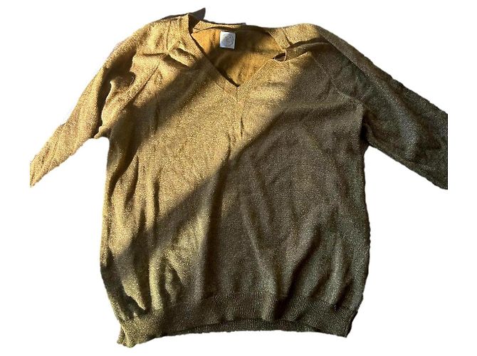 Des Petits Hauts Arango Baumwollstrick Pullover Gold Golden 