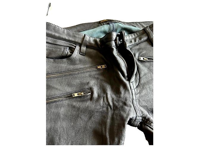 Maje Black Lambskin Pants 36