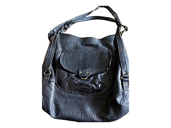 Abaco leather and python bag Black 