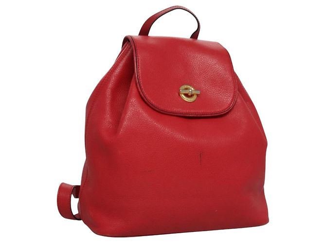 Céline Rucksack aus rotem Leder mit Gold Auth 109813 Golden