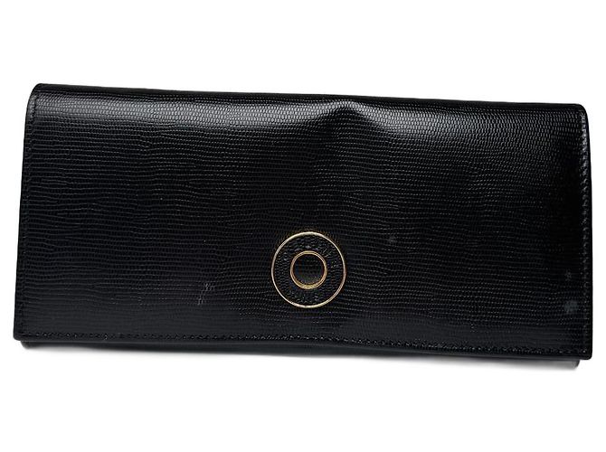 Céline Vintage Celine Paris Leather Triomphe Wallet Black