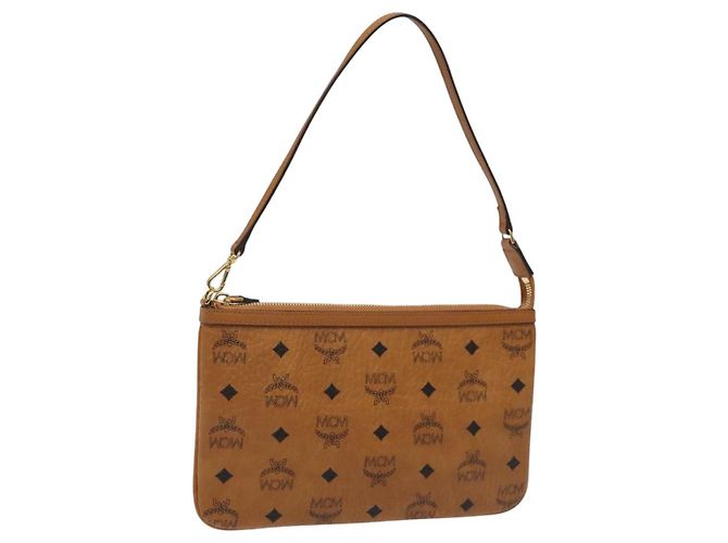 MCM Vicetos Logogram Accessory Pouch PVC Brown Auth MY027 