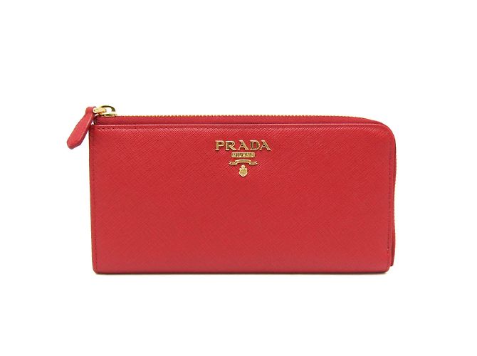 Prada Saffiano Long Bill Wallet Red