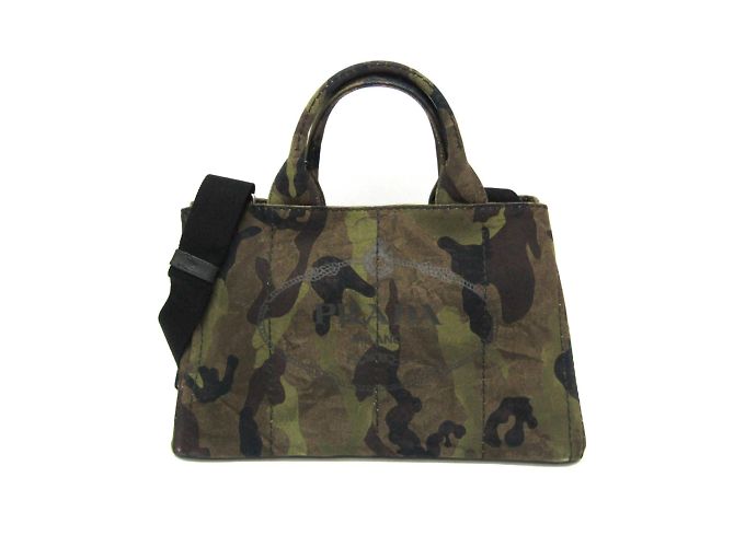 Sac à main camouflage Canapa de Prada Marron Kaki