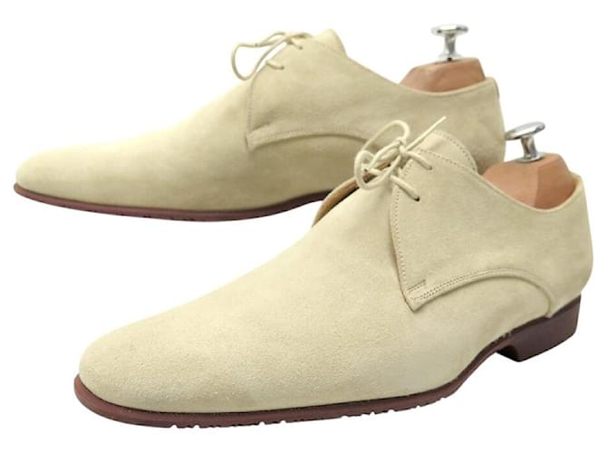 Hermès NINE HERMES DERBY SHOES 2 EYELETS 40.5 41 CALF GOAT BEIGE SHOES Suede  ref.2096736