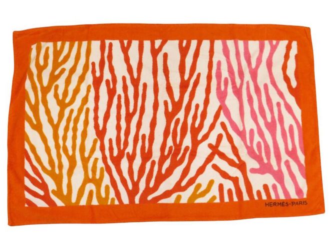 Hermès NEUF DRAP DE PLAGE HERMES CORAIL SERVIETTE DE BAIN COTON ORANGE BEACH TOWEL