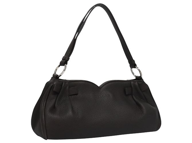 Bulgari Bolsa de mão em couro marrom BVLGARI Auth yk17514