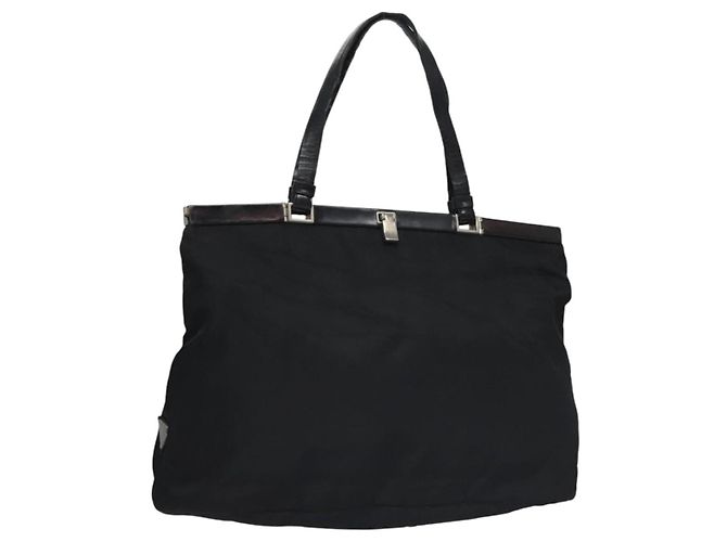 PRADA Bolso de mano de nylon negro Auth bs22998