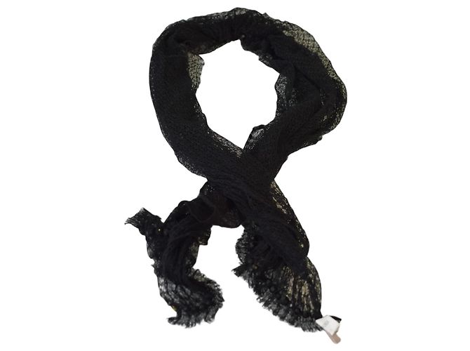 Autre Marque Cachecol Rosamunda de malha de algodão preto com contas