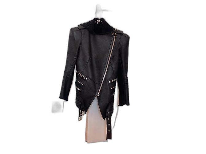 Balmain Black Leather Biker Jacket