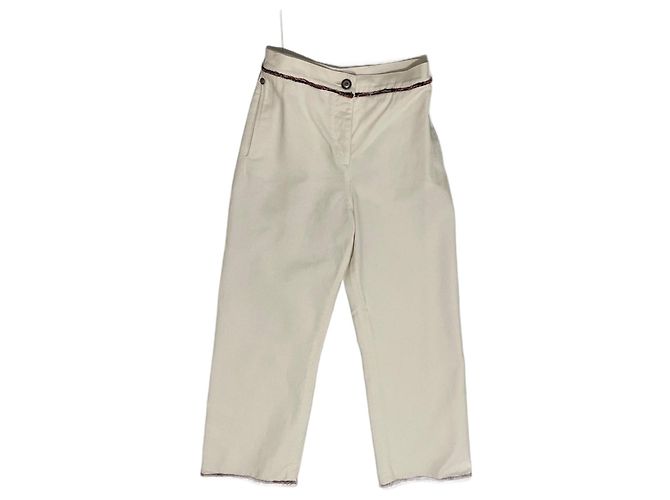 Pantalones Chanel de algodón blanco talla 34