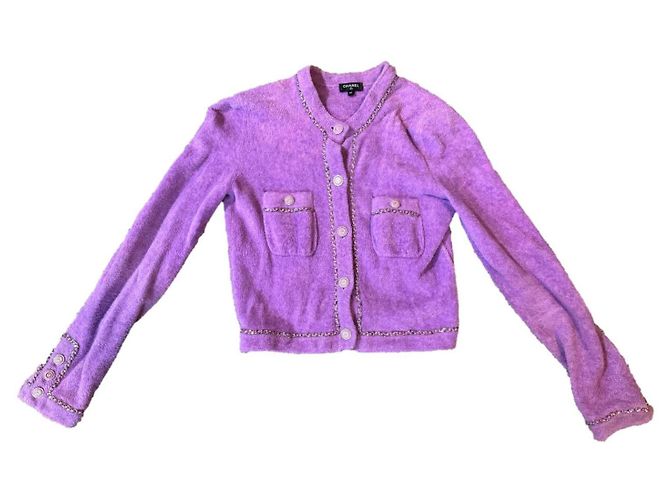 Jaqueta Chanel Coco Express Roxa com Corrente Roxo