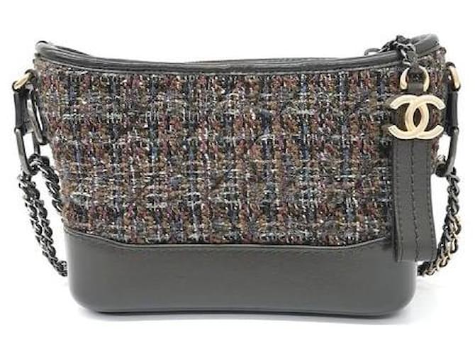 Chanel Tweed Gabrielle Hobo Bag Small A91810  Brown Leather Lambskin  ref.2098832