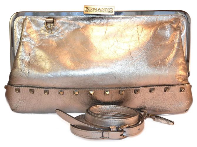 Bolsa de mão Ermanno Scervino em couro prateado Prata