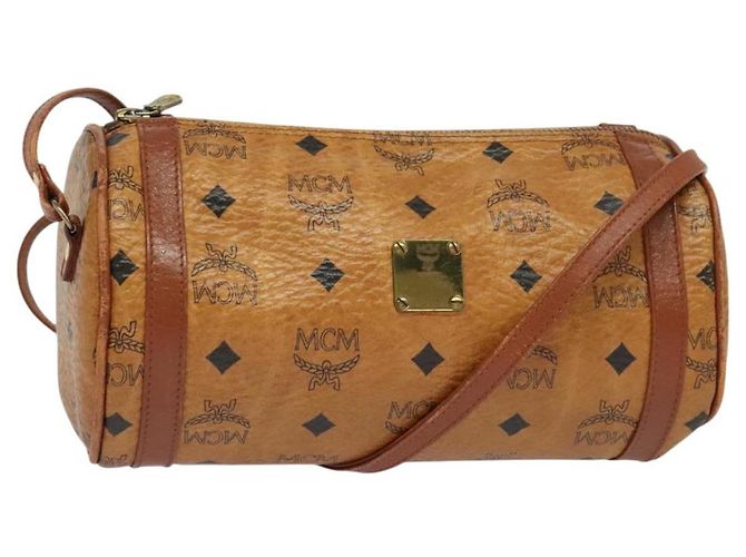 Bolsa de Ombro MCM Vicetos Logogram em Couro PVC Marrom Auth IN019