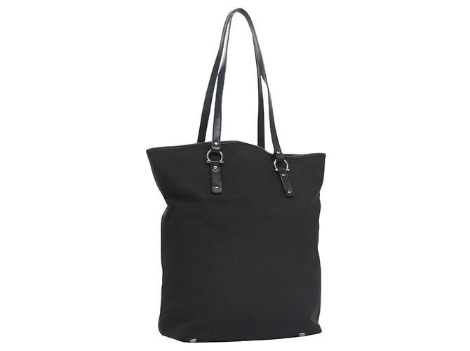 Sac à main Gancini en toile noire et argent de Salvatore Ferragamo Auth bs23065 Argenté