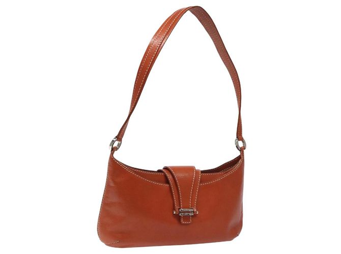 Céline CELINE Shoulder Bag Leather Orange Auth EC246