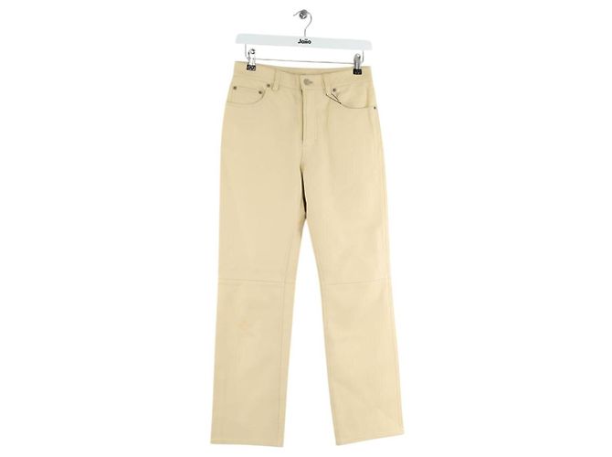 Acne Gerade Lederhosen Beige