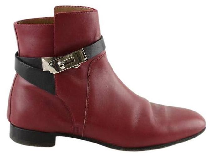Hermès Leather boots Dark red