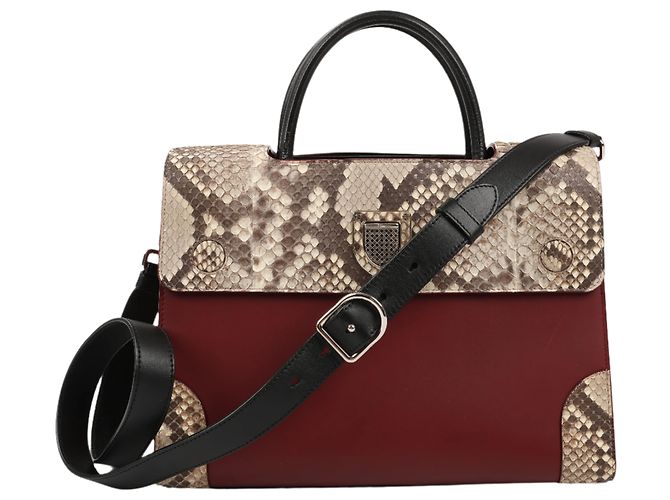 Sac à main Diorever Medium en cuir et python 2Way de Christian Dior en bordeaux