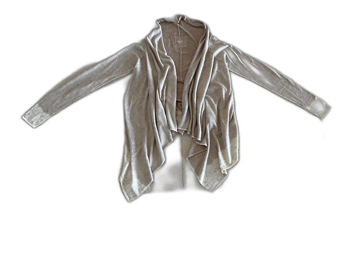 Autre Marque FROGBOX Seiden-Woll-Kaschmir-Weste oder -Jacke Größe 34-36 Beige Aus weiß 