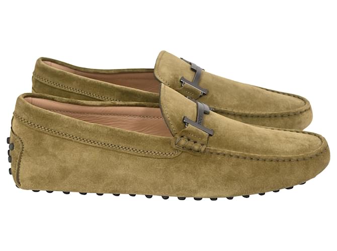  Tod's Double T Driving Loafers in Olive Suede Green Olive green  ref.2100738