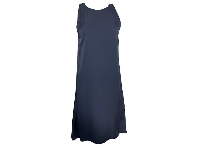 Abito midi senza maniche Theory Long in seta blu navy