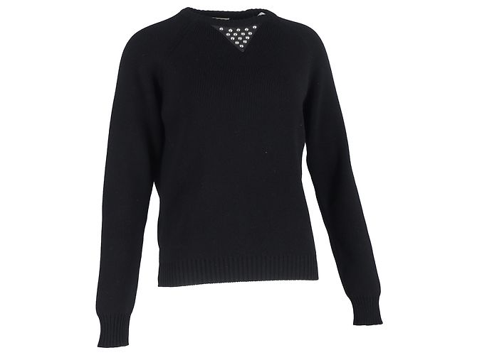 Suéter Studded Saint Laurent em lã preta Preto