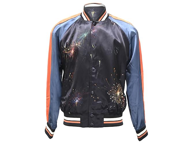  Valentino Garavani Fireworks Print Bomber Jacket in Multicolor Satin Multiple colors  ref.2100786