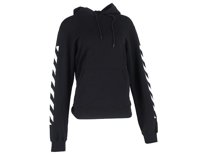 Off White Off-White Diag Arrow Slim Hoodie aus schwarzer Baumwolle