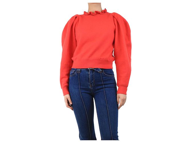 Ulla Johnson Roter Pullover mit Puffärmeln - Größe S