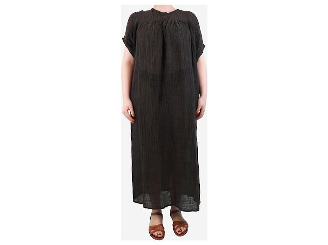 Masscob Vestido maxi de linho Agra marrom - tamanho M