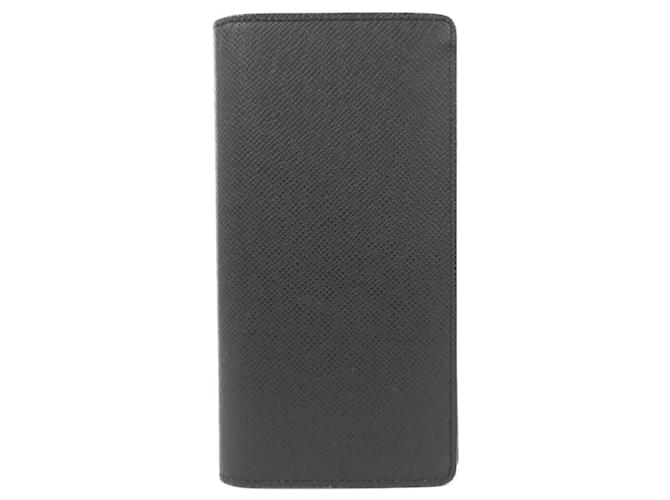 Louis Vuitton Taiga Portefeuille Brazza Wallet Black Leather  ref.2101412