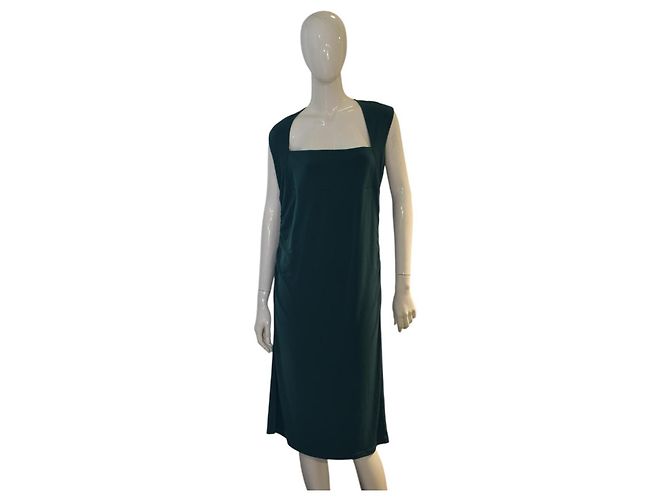 Autre Marque Vestido longo sem mangas de jersey de poliéster verde Moda International XL