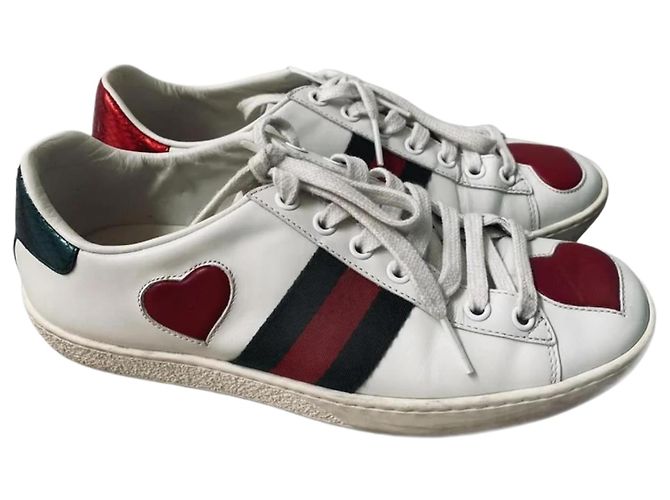 Baskets Gucci Ace Heart en cuir brodées Multicolore