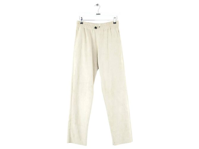 Longchamp Pantalones de cuero rectos Beige