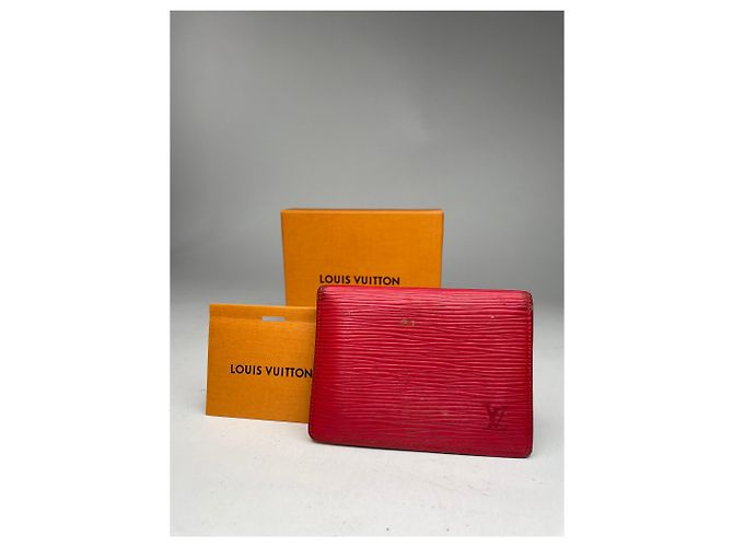 Vintage Louis Vuitton EPI leather Card Holder Red