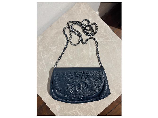Wallet On Chain Bolsos CHANEL T. Cuero Azul
