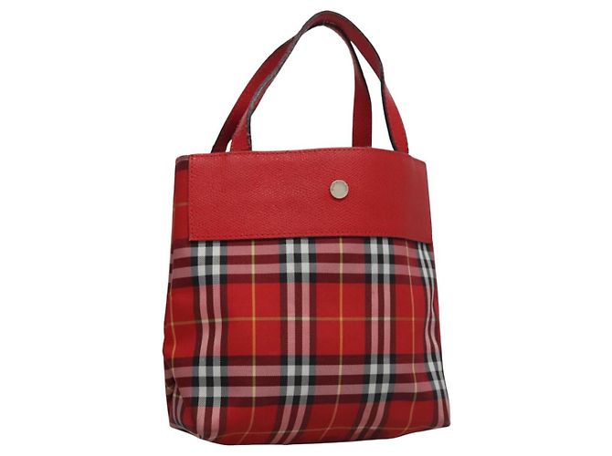 BURBERRY Nova Check Handtasche aus Nylon rot Auth ti2831