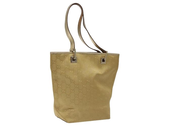 Bolsa tote em canvas GG Gucci dourada 002 1099 Auth nb079 Dourado