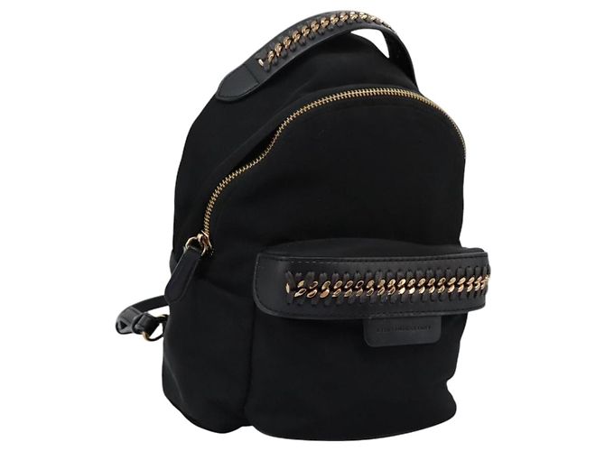 Autre Marque Stella MacCartney Backpack Nylon Gold Black Auth BA395 Golden