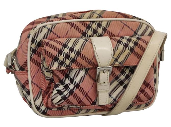Borsa a spalla Burberry Nova Check Blue Label in tela rossa Auth ti2797 Rosso