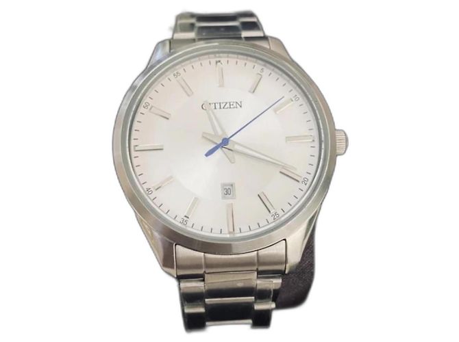 Autre Marque Relógio Citizen Masculino de Quartzo Aço Prata Mostrador Branco Hardware prateado