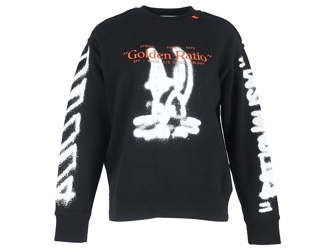 Off White Off-White Diag Cartoon Langarm-T-Shirt aus schwarzer Baumwolle