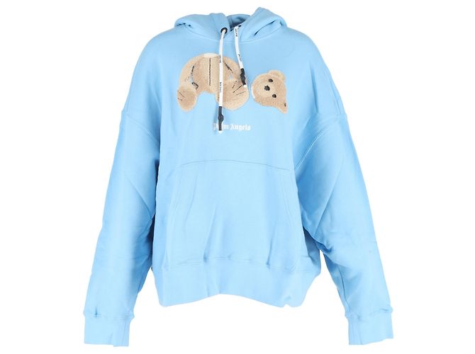 Sweat à capuche Palm Angels Bear en coton bleu clair