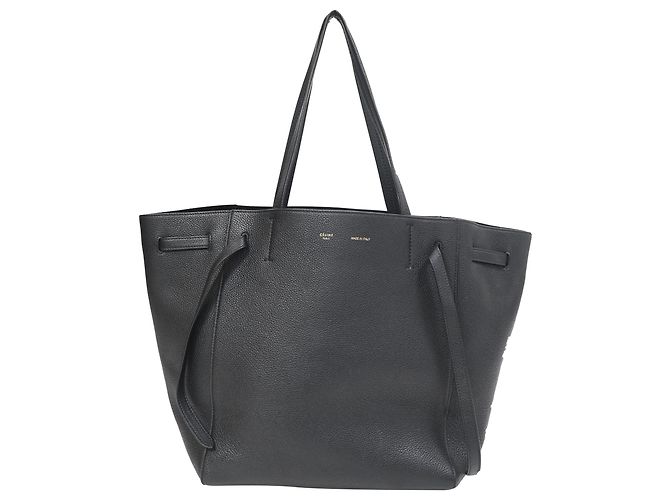 Céline Bolsa Tote Phantom Celine Large em couro de bezerro preto