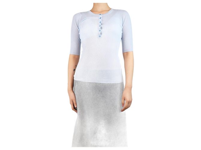 Gabriela Hearst Hellblaues geripptes Strickoberteil - Größe S