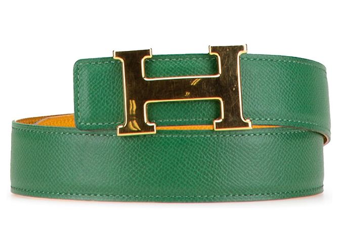 Cinturón reversible Constance H en Courchevel verde de Hermès