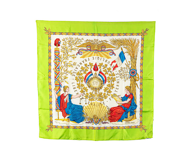 Hermès Green Republic France Liberty Equality Brotherhood 1789 Silk Scarf Cloth  ref.2103924
