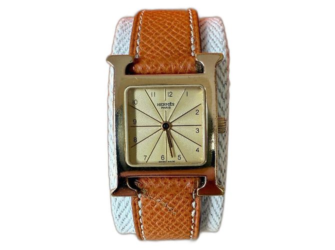 Montre Hermès Heure H dorée 25mm camel